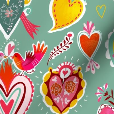 love birds milagros valentine // mint // medium