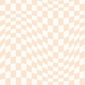 small creme orange wavy checkerboard