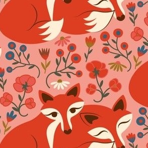 Wonderful Woodland - Cozy Foxes - Pink