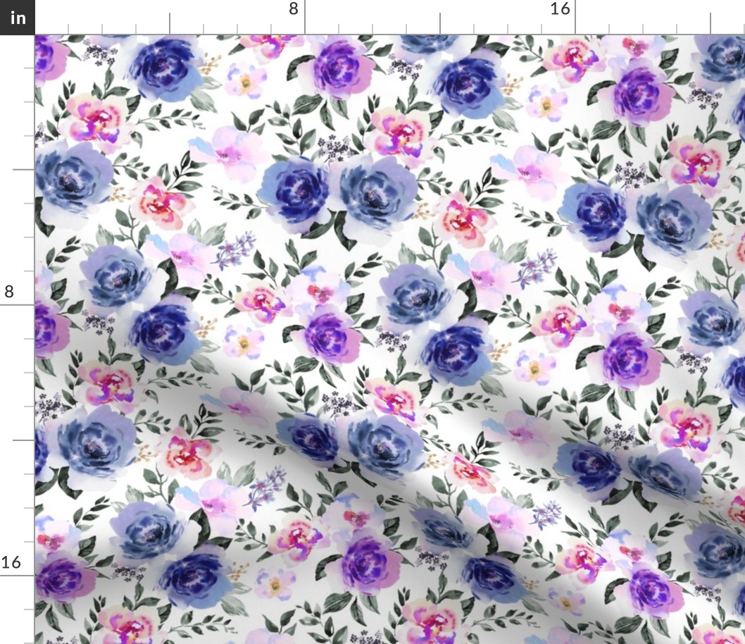 Starburst Indigo and Lilac Floral  - Valentine, Valentine's Day