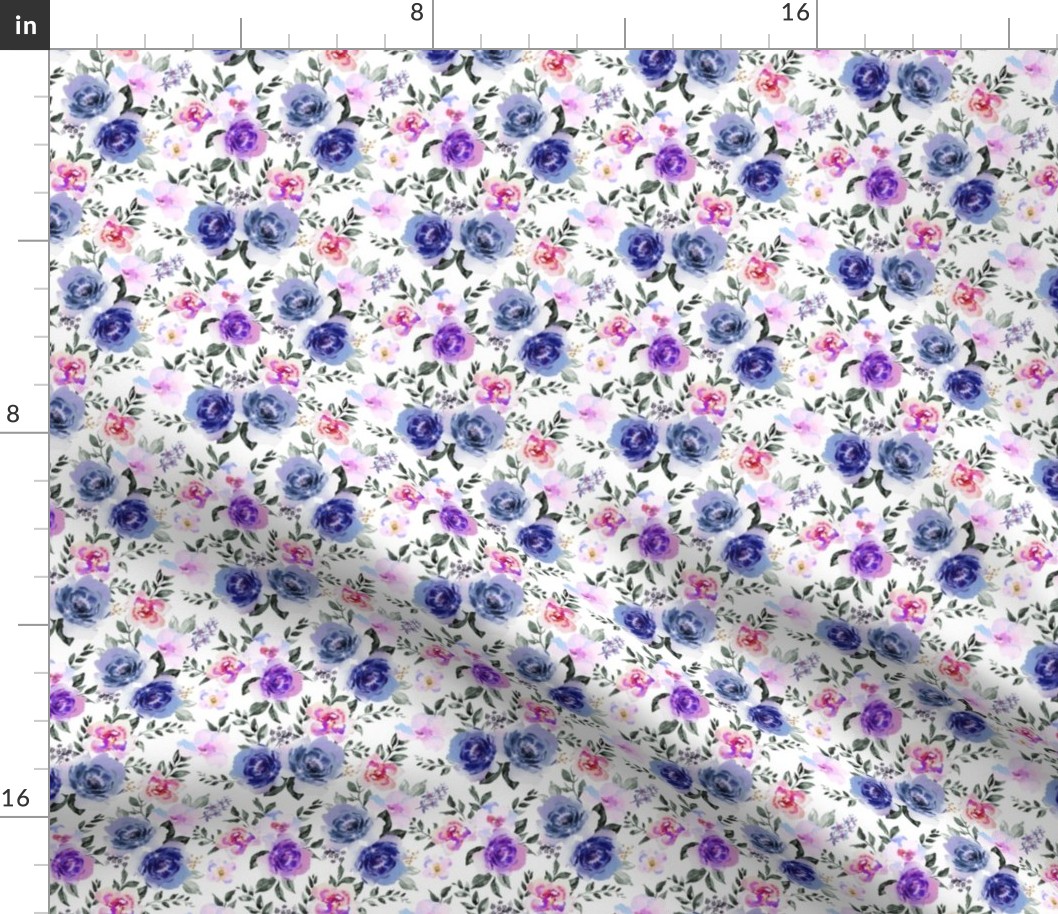 Small / Starburst Indigo and Lilac Floral - Valentine's Day