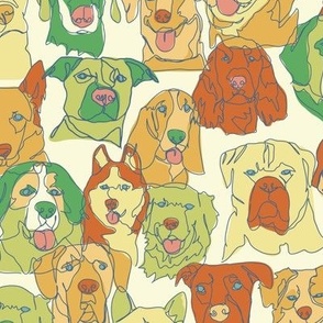Custom continuous line dog - green and orange