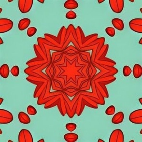Turquoise and red Octagon 