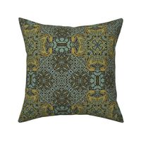 William Morris Tribute Vintage Damask Teal And Green