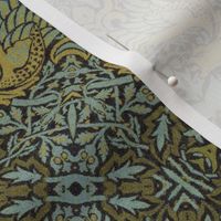 William Morris Tribute Vintage Damask Teal And Green