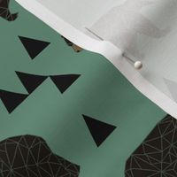 geometric bear // viridian green bear with triangles for gender neutral cool scandi kids and home decor textiles