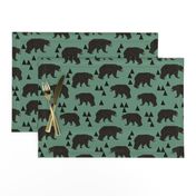 geometric bear // viridian green bear with triangles for gender neutral cool scandi kids and home decor textiles