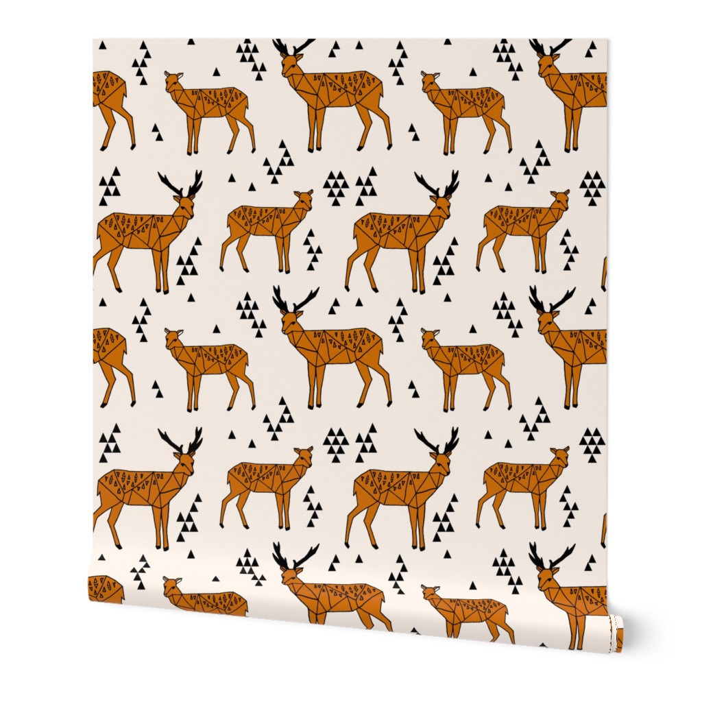 Geometric Deer // rust orange and cream