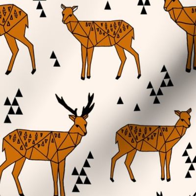 Geometric Deer // rust orange and cream