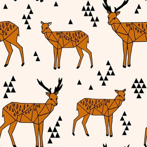 Geometric Deer // rust orange and cream