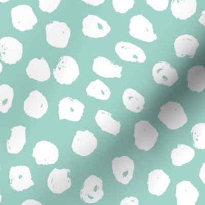 ink spots // mint dots mint and white hand-drawn spots dots