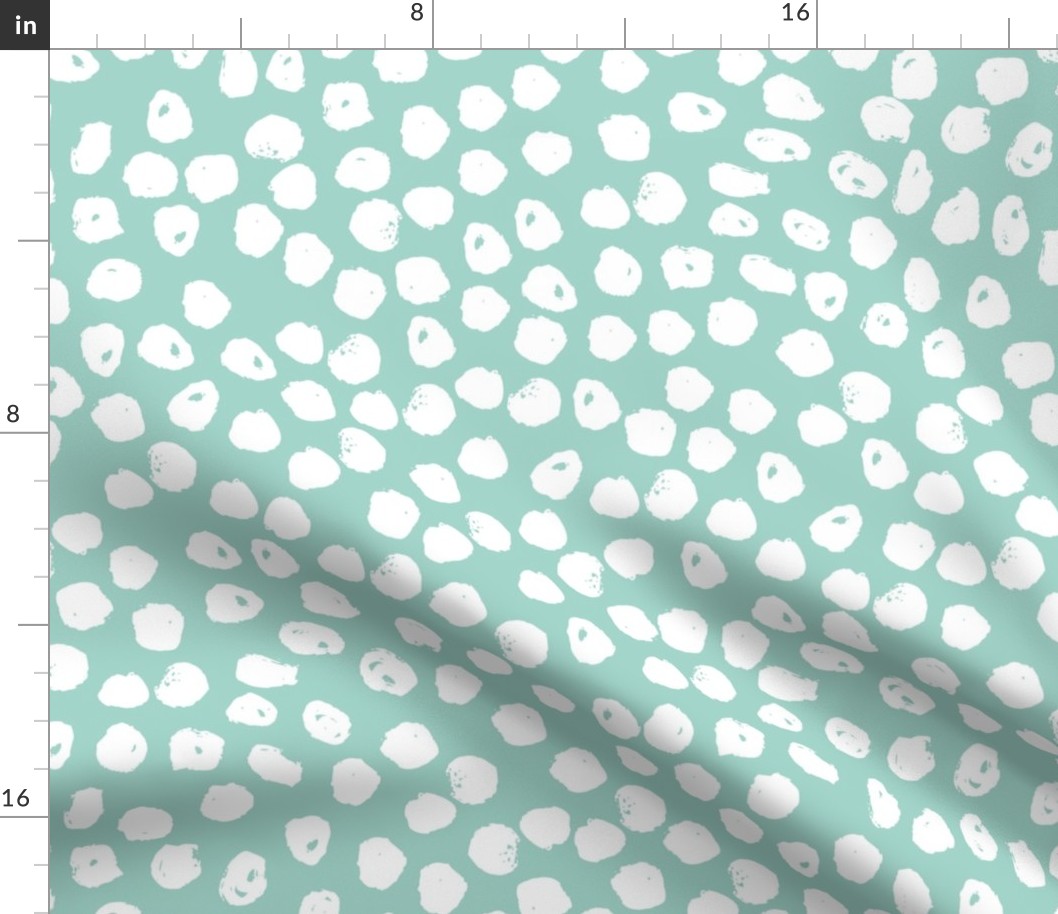 ink spots // mint dots mint and white hand-drawn spots dots