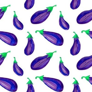 Purple eggplant on a white background 