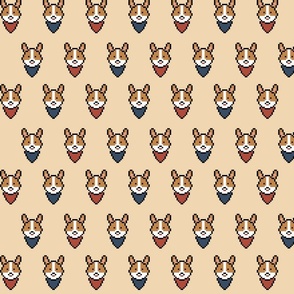 Pixelart Corgis on beige background