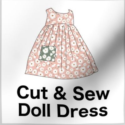 Strawflower Cut & Sew Doll Dress (blush) on FAT QUARTER for Forever Virginia Dolls and other 1/8, 1/6 and 1/5 scale child dolls  // little small scale tiny mini micro doll 