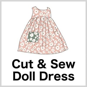 Strawflower Cut & Sew Doll Dress (blush) on FAT QUARTER for Forever Virginia Dolls and other 1/8, 1/6 and 1/5 scale child dolls  // little small scale tiny mini micro doll 