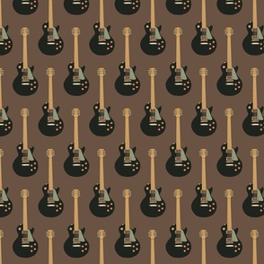 Black Guitar on Brown vertical  Small