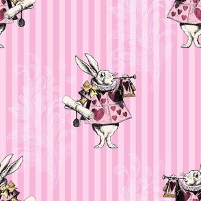 Alice in Wonderland White Rabbit - Pink Striped Design