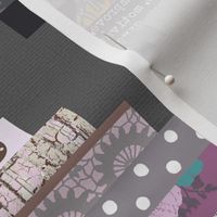 chevron patchwork cheater quilt grey