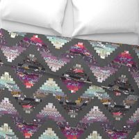 chevron patchwork cheater quilt grey