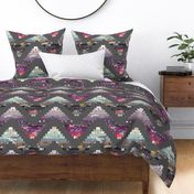 chevron patchwork cheater quilt grey