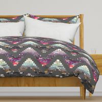 chevron patchwork cheater quilt grey