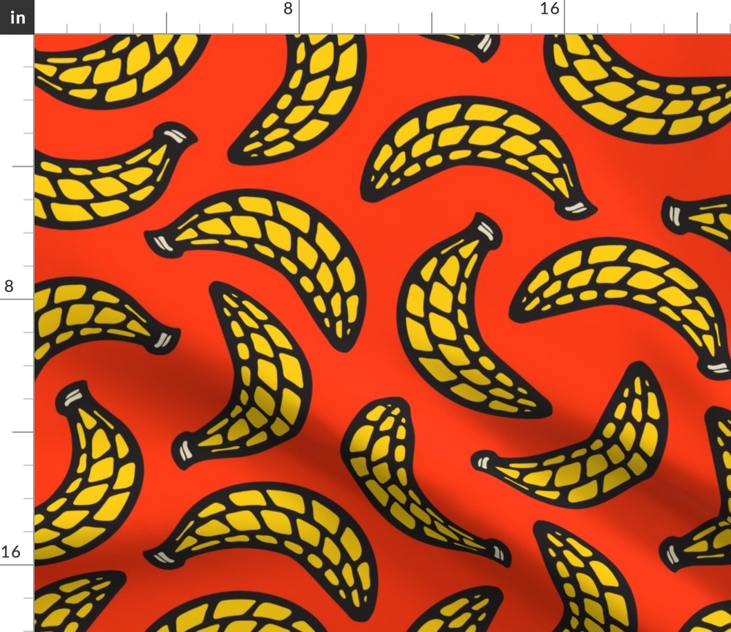 Banana-rama Fun Tossed Bananas Retro Fabric | Spoonflower