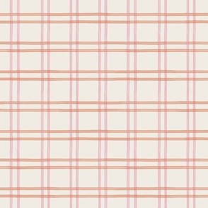 (S) Modern Double Grid in Bright Red and Pink Mauve
