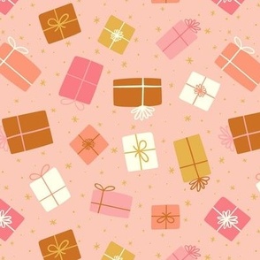 Christmas Holiday Merry and Bright Presents Gifts-Pink