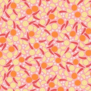 Ditsy Oranges on Salmon Pink