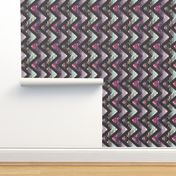 chevron patchwork cheater quilt vertical grey