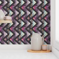 chevron patchwork cheater quilt vertical grey