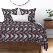 chevron patchwork cheater quilt vertical grey