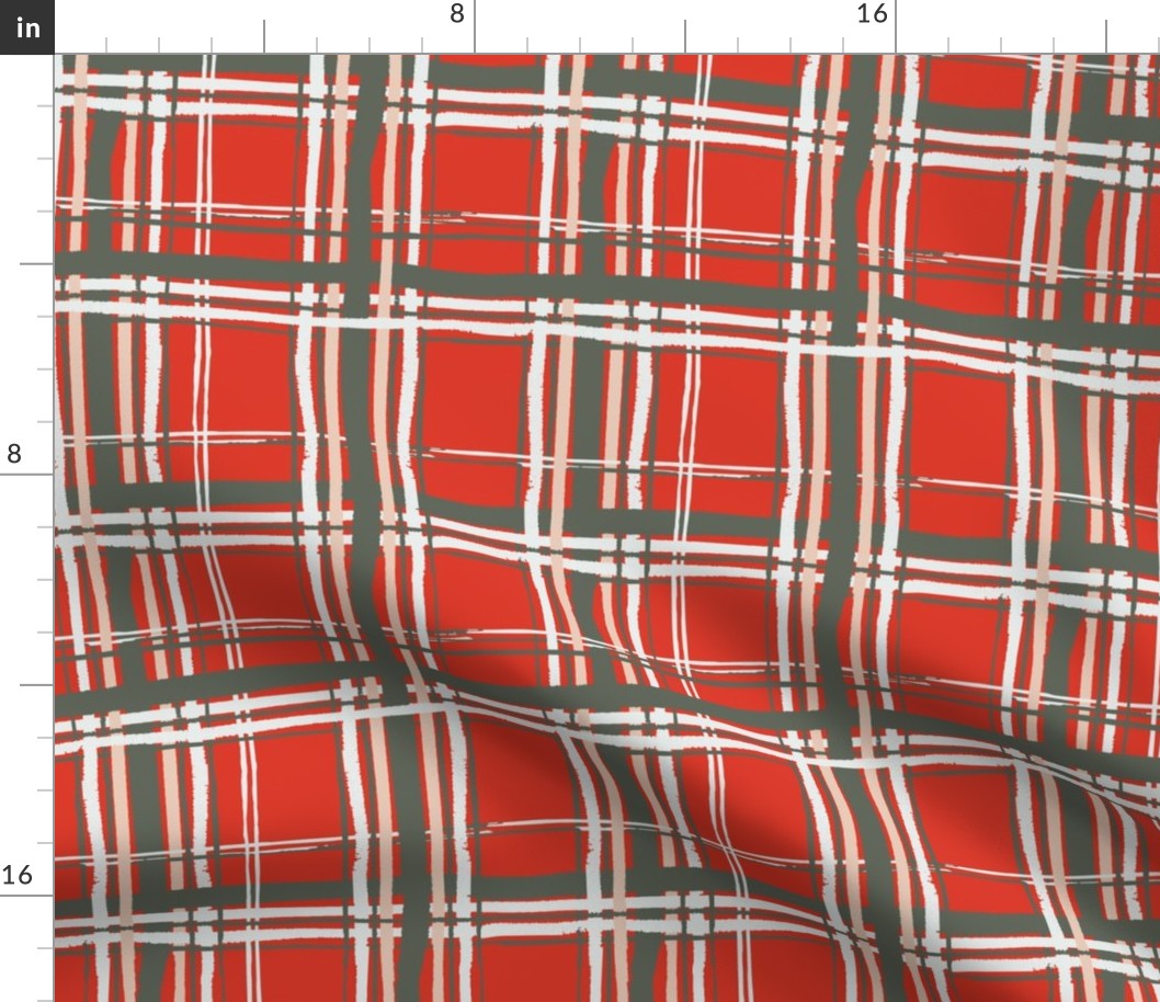 Holiday Plaids Hand Drawn Red Green Traditional