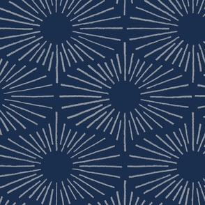 Art Deco Sunshine - Grey on Navy (Jumbo Scale)