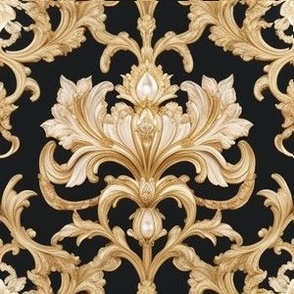 Victorian gold damask black, white, elegant, chic, elegant,beautiful, timeless style, redesigned , Art Nouveau, Belle Époque,vintage illustrations, 