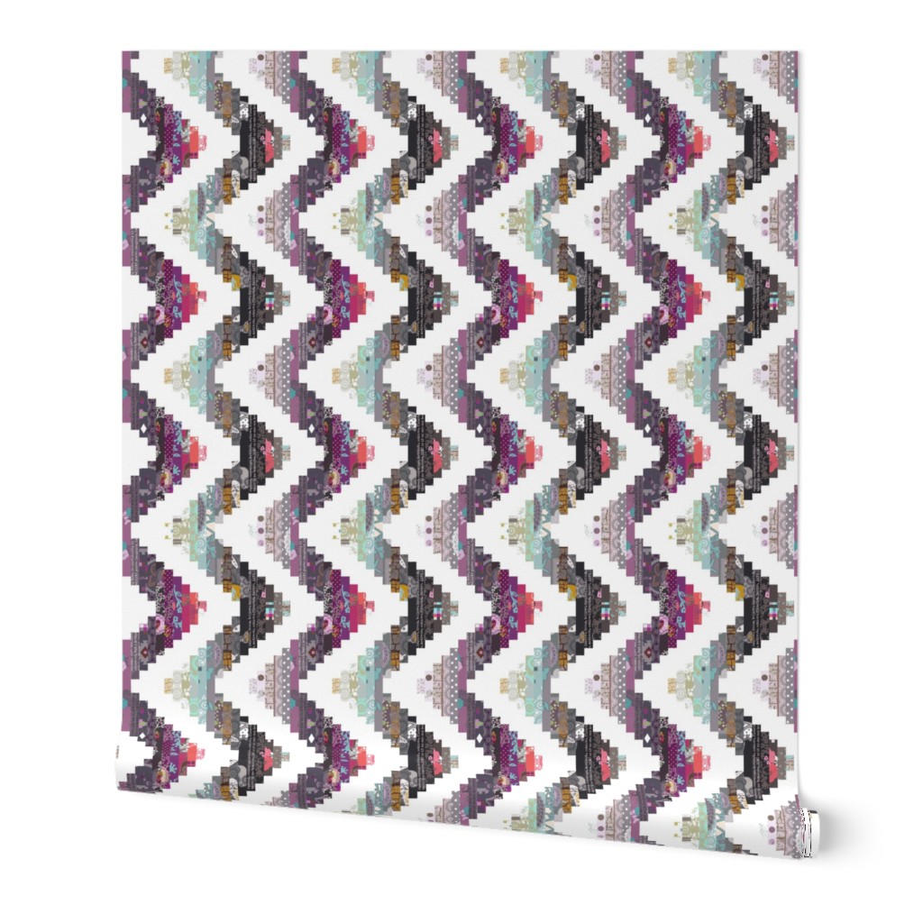 chevron cheater quilt patchwork white