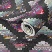 chevron patchwork cheater quilt  with ditsy flowers pattern