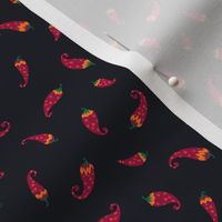 Paisley Chili Peppers – small (red, green on black)
