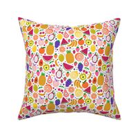 Colorful Fresh Fruits and Berries, Ditsy Fruit Print, Tropical Fruits