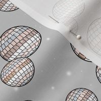 Mirrorball disco - Retro freehand party decorations discoball happy new year  in neutral earthy seventies beige tand gray palette
