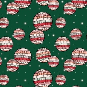 Mirrorball disco - Retro freehand seasonal Christmas party decorations discoball  happy new year in red green blush