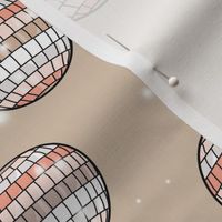 Mirrorball disco - Retro freehand party decorations discoball happy new year  birthday in orange blush beige on tan LARGE