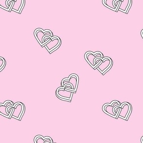 Love connects us all - Retro valentine hearts minimalist cute freehand valentine design white on pink bubblegum