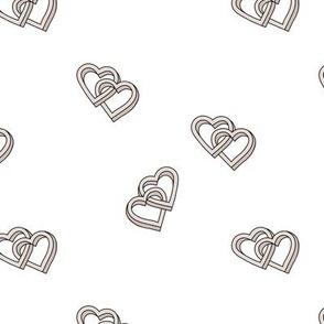Love connects us all - Retro valentine hearts minimalist cute freehand valentine design sand on white
