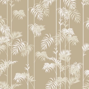 Art deco Palm leaves stripes beige