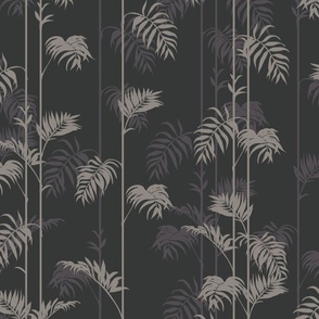 Art deco Palm leaves stripes black