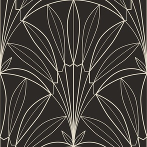 1920s art deco palm leaves outline dark