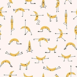 Banana Yoga / small scale / fun and playful pattern design for kids and the young at heart