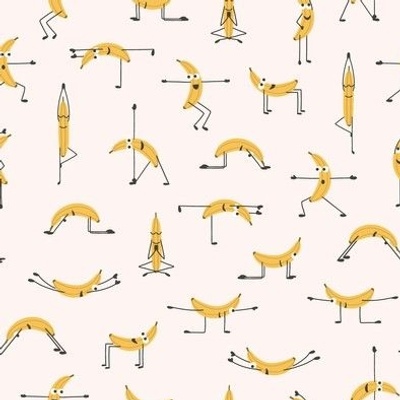 Banana Yoga / small scale / fun and playful pattern design for kids and the young at heart